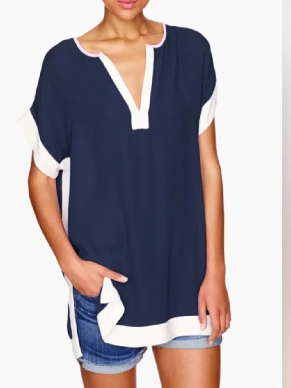 J Crew Navy and White Spring Break Cruise Travel Coverup
